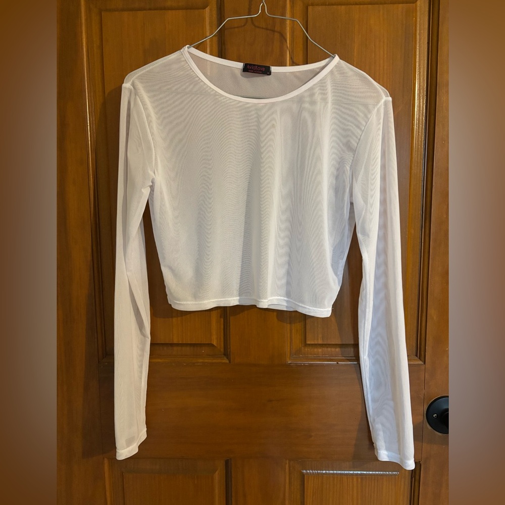 Elegant White Sheer Long Sleeve Top